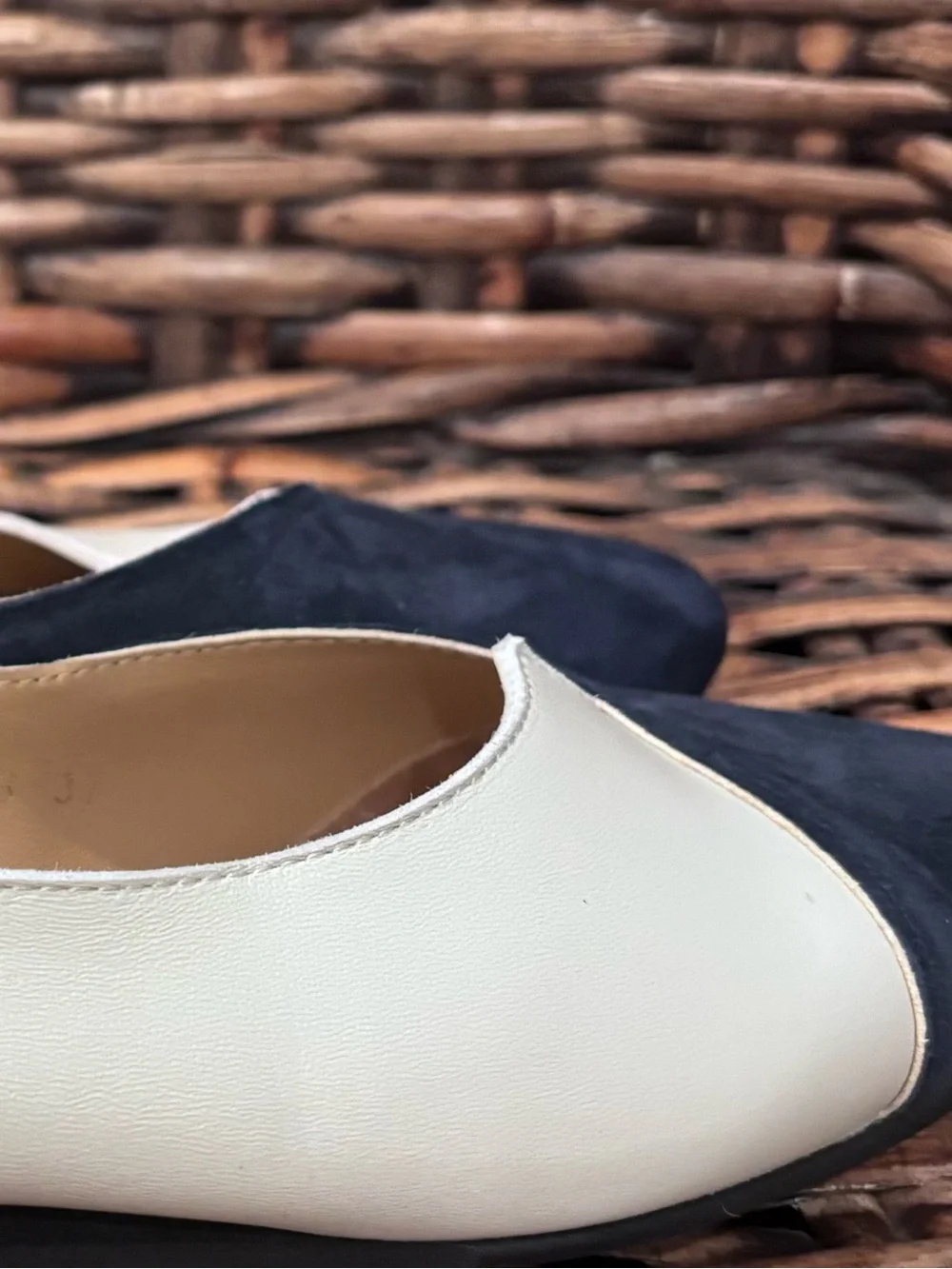 Anthropology All Black -Two-Tone Women’s Flats - Navy and Cream. Size 6.5/37